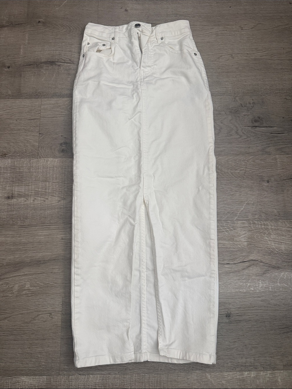 ASOS midi white denim skirt
